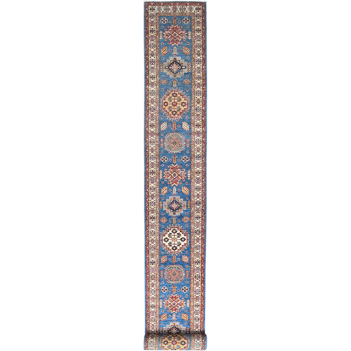 2'6" x 33'5" New Hand Knotted Blue Wool Runner Oriental Rug - MOA10282580