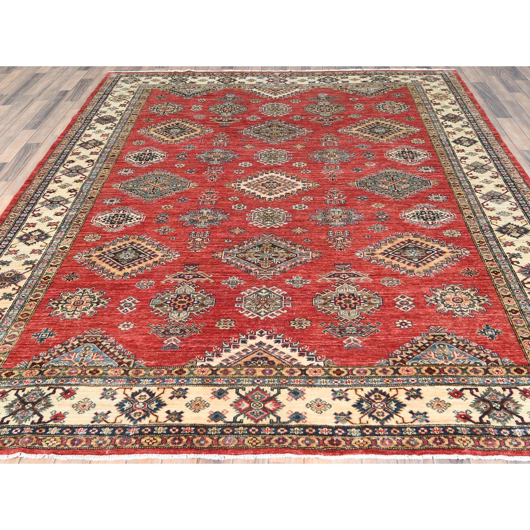 8'2" x 9'10" New Hand Knotted Red Wool Rectangle Oriental Rug - MOA10282586