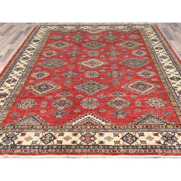 8'2" x 9'10" New Hand Knotted Red Wool Rectangle Oriental Rug - MOA10282586