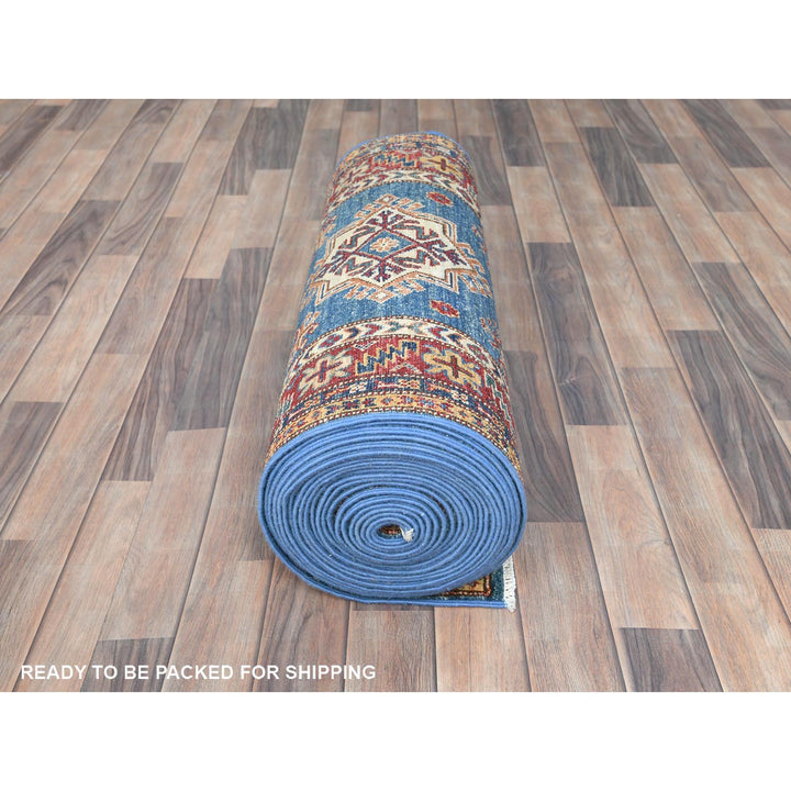 2'7" x 34'0" New Hand Knotted Blue Wool Runner Oriental Rug - MOA10282602