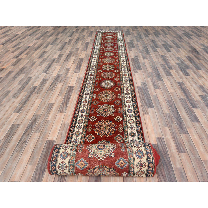 2'8" x 39'1" New Hand Knotted Red Wool Runner Oriental Rug - MOA10282607