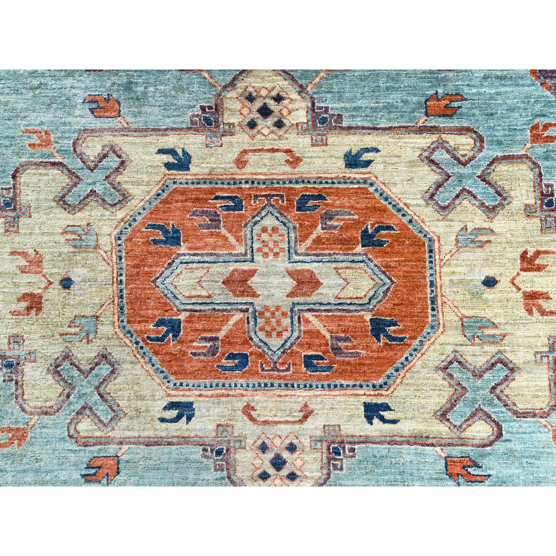 8'0" x 9'7" New Hand Knotted Blue Wool Rectangle Oriental Rug - MOA10282612