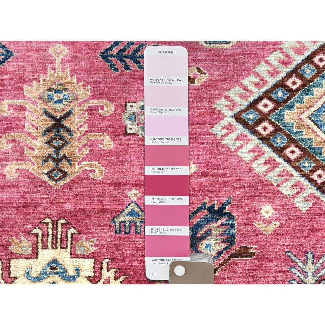 6'0" x 9'1" New Hand Knotted Pink Wool Rectangle Oriental Rug - MOA10282644