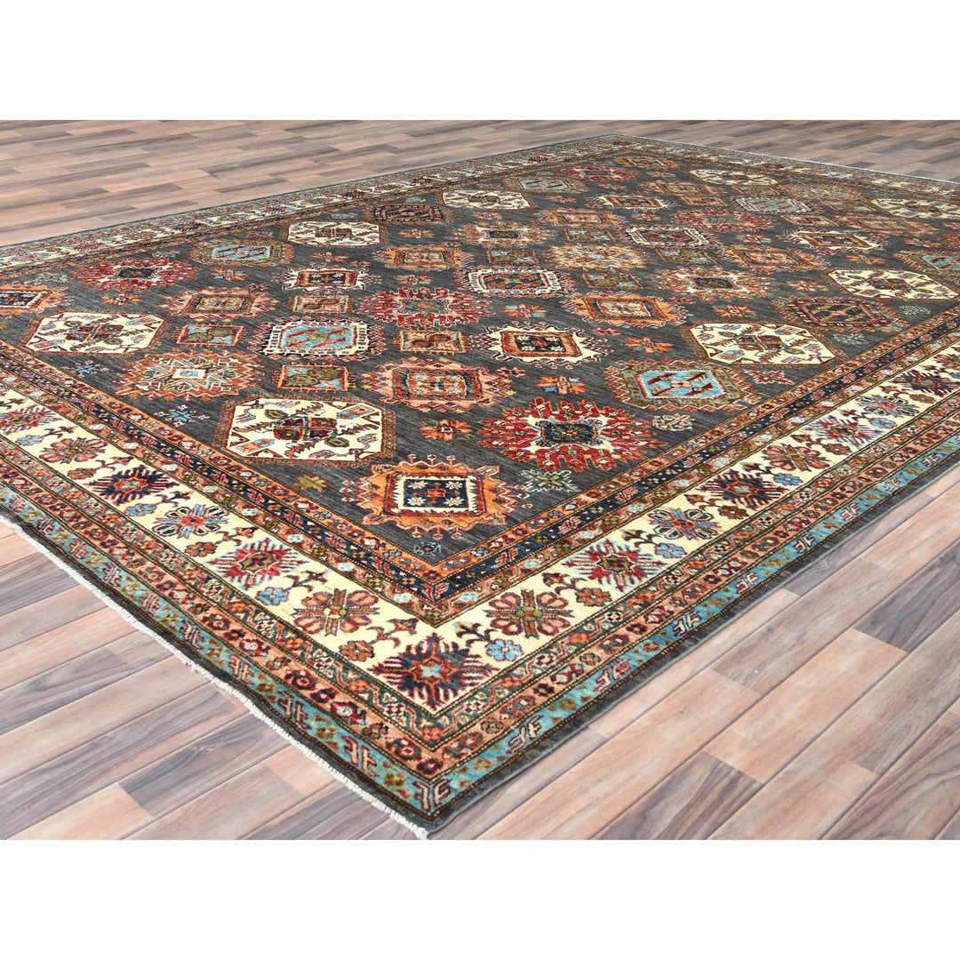 10'3" x 13'10" New Hand Knotted Grey Wool Rectangle Oriental Rug - MOA10282648