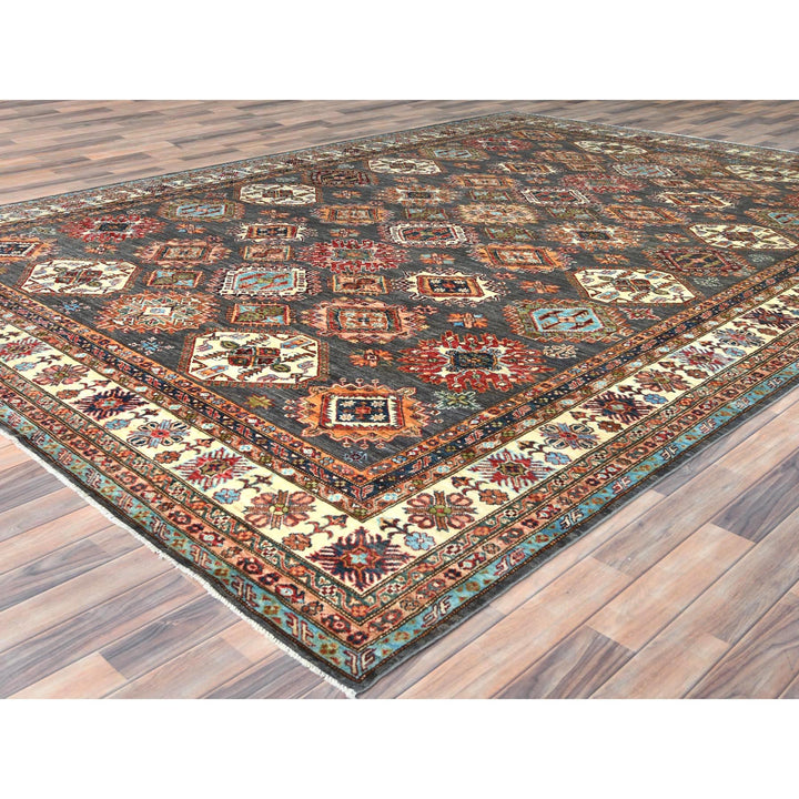 10'3" x 13'10" New Hand Knotted Grey Wool Rectangle Oriental Rug - MOA10282648