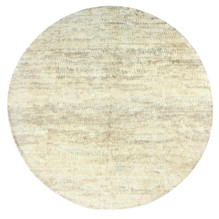 12'0" x 12'1" New Hand Knotted Beige Wool Round Oriental Rug - MOA10282658