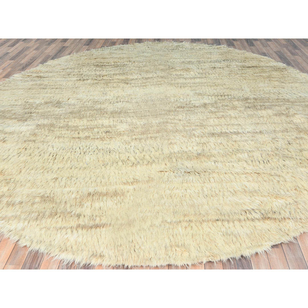 12'0" x 12'1" New Hand Knotted Beige Wool Round Oriental Rug - MOA10282658