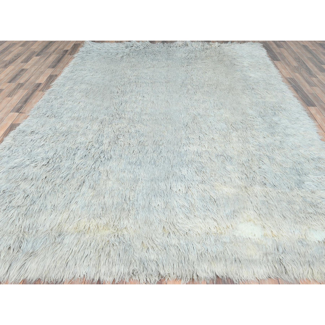 8'0" x 9'9" New Hand Knotted Grey Wool Rectangle Oriental Rug - MOA10282660