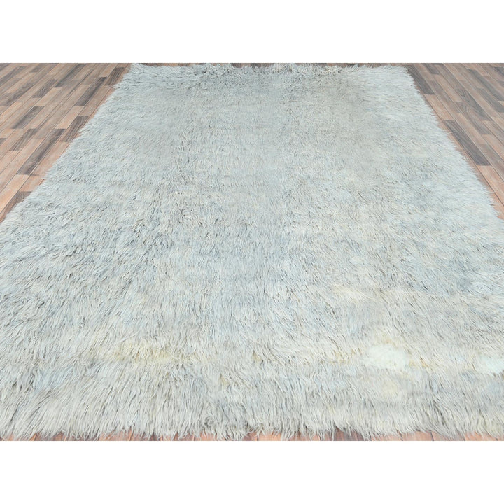 8'0" x 9'9" New Hand Knotted Grey Wool Rectangle Oriental Rug - MOA10282660