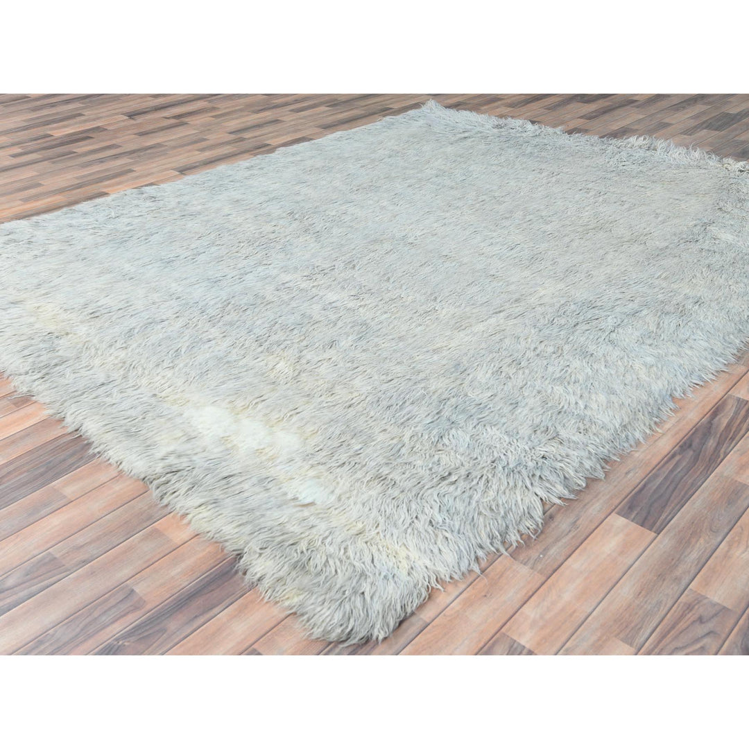 8'0" x 9'9" New Hand Knotted Grey Wool Rectangle Oriental Rug - MOA10282660