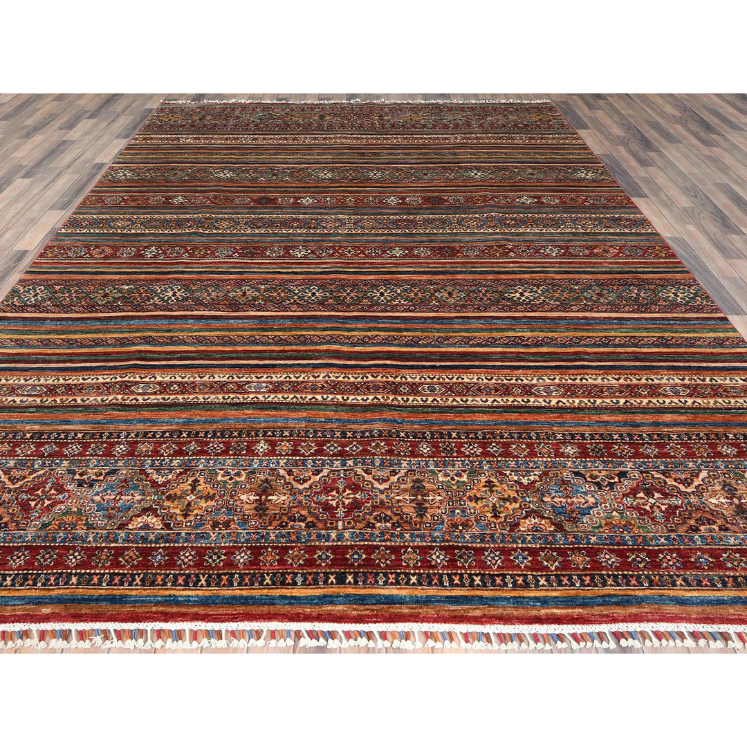 8'8" x 12'0" New Hand Knotted Red Wool Rectangle Oriental Rug - MOA10282685