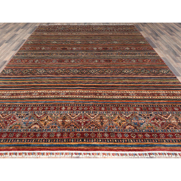 8'8" x 12'0" New Hand Knotted Red Wool Rectangle Oriental Rug - MOA10282685