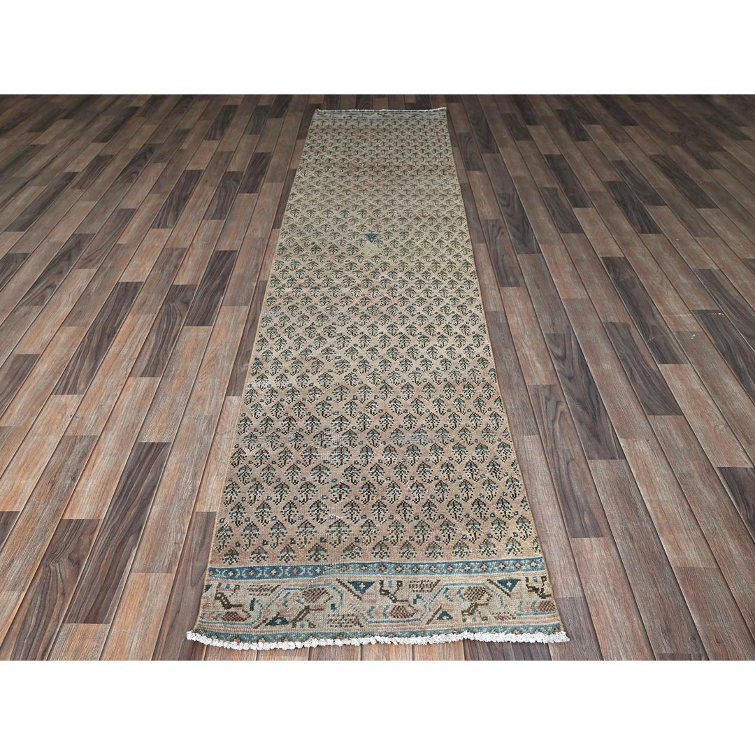2'4" x 10'1" Vintage Hand Knotted Pink Wool Runner Oriental Rug - MOA102826
