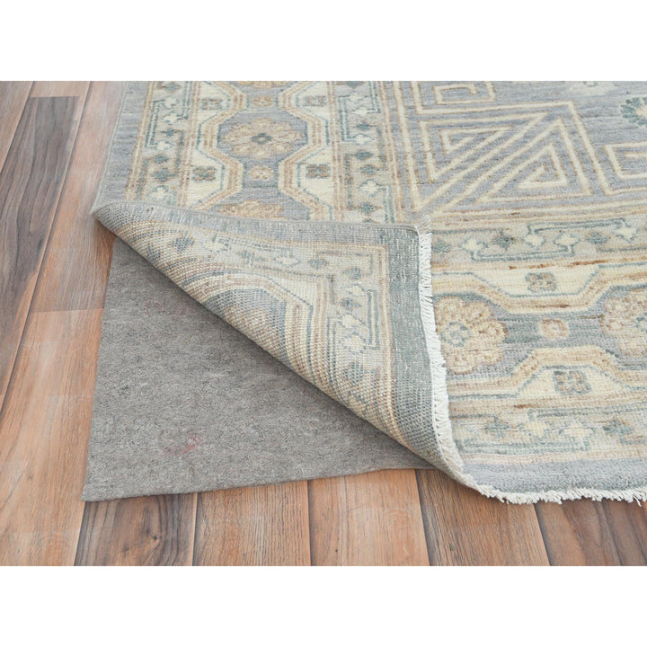 9'1" x 12'0" New Hand Knotted Grey Wool Rectangle Oriental Rug - MOA10282702