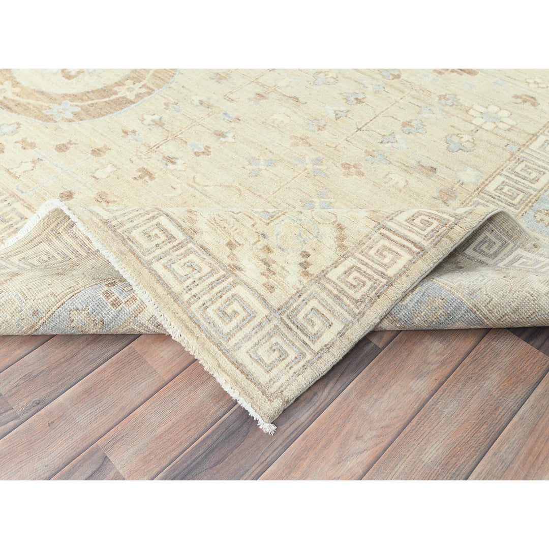 9'0" x 11'9" New Hand Knotted Beige Wool Rectangle Oriental Rug - MOA10282703