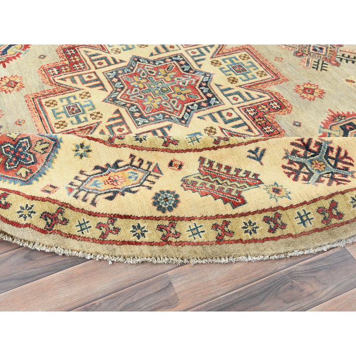 8'0" x 7'9" New Hand Knotted Yellow Wool Round Oriental Rug - MOA10282712