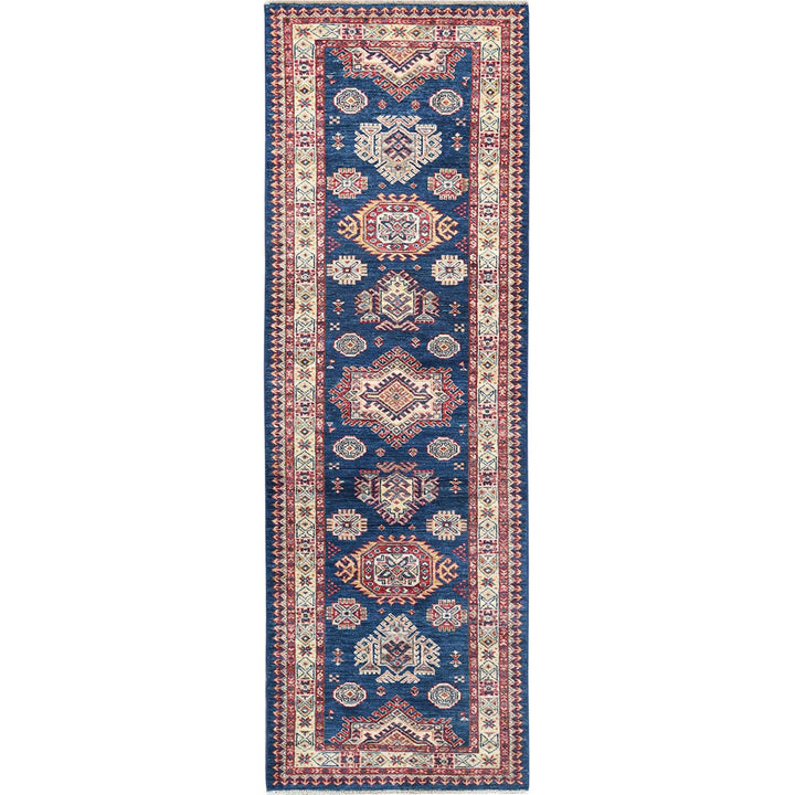 2'7" x 7'10" New Hand Knotted Blue Wool Runner Oriental Rug - MOA10282742