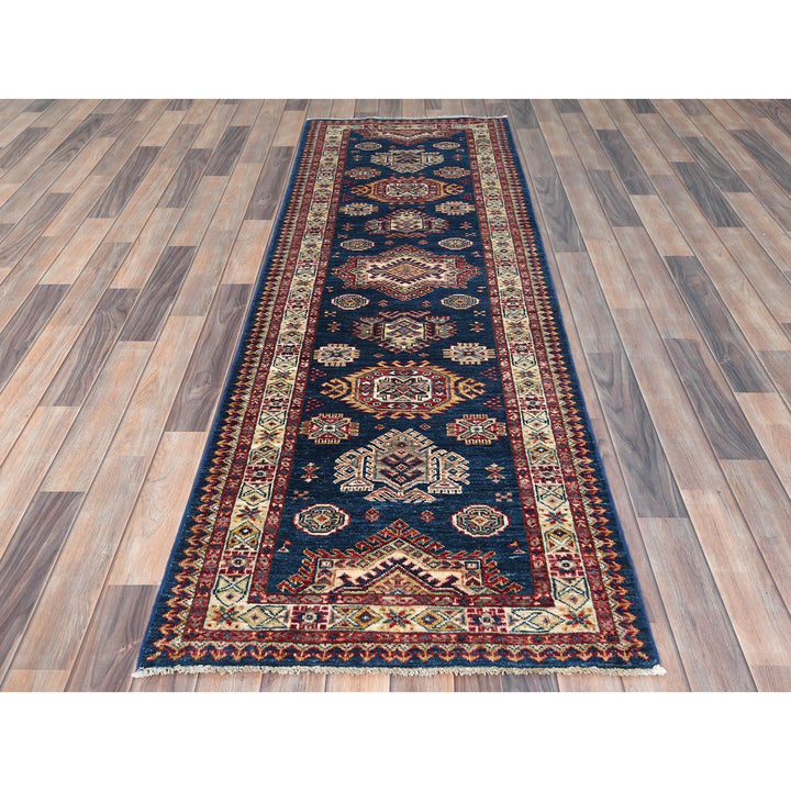 2'7" x 7'10" New Hand Knotted Blue Wool Runner Oriental Rug - MOA10282742