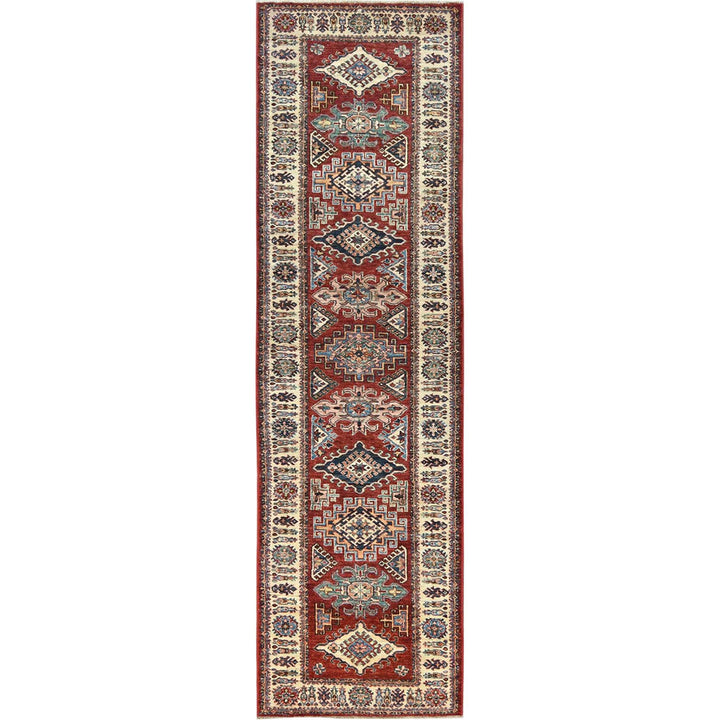 2'8" x 9'6" New Hand Knotted Red Wool Runner Oriental Rug - MOA10282776