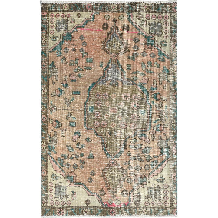 3'0" x 4'5" Vintage Hand Knotted Brown Wool Rectangle Oriental Rug - MOA10282788