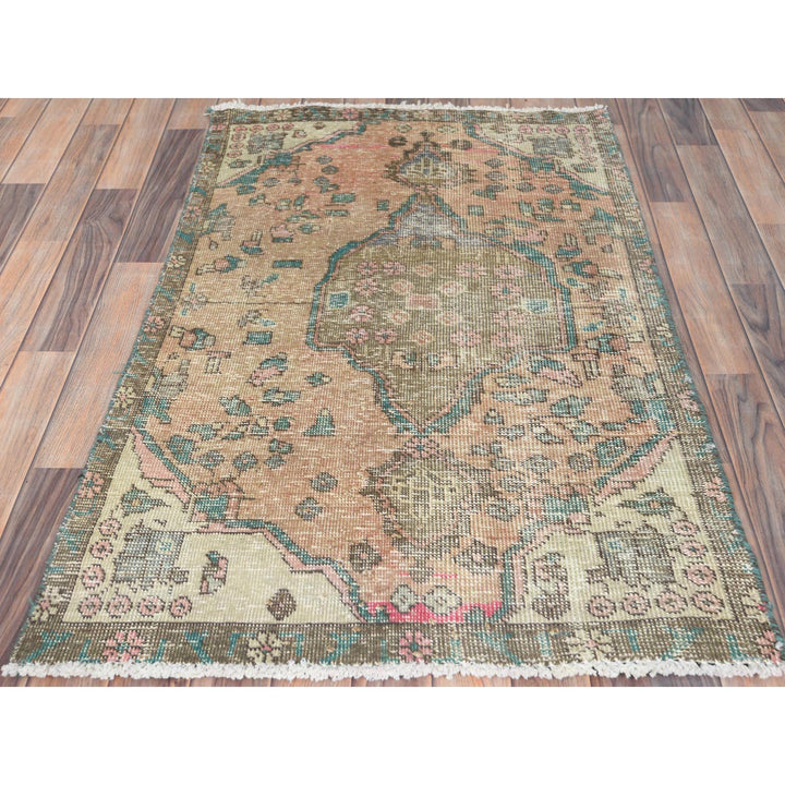 3'0" x 4'5" Vintage Hand Knotted Brown Wool Rectangle Oriental Rug - MOA10282788