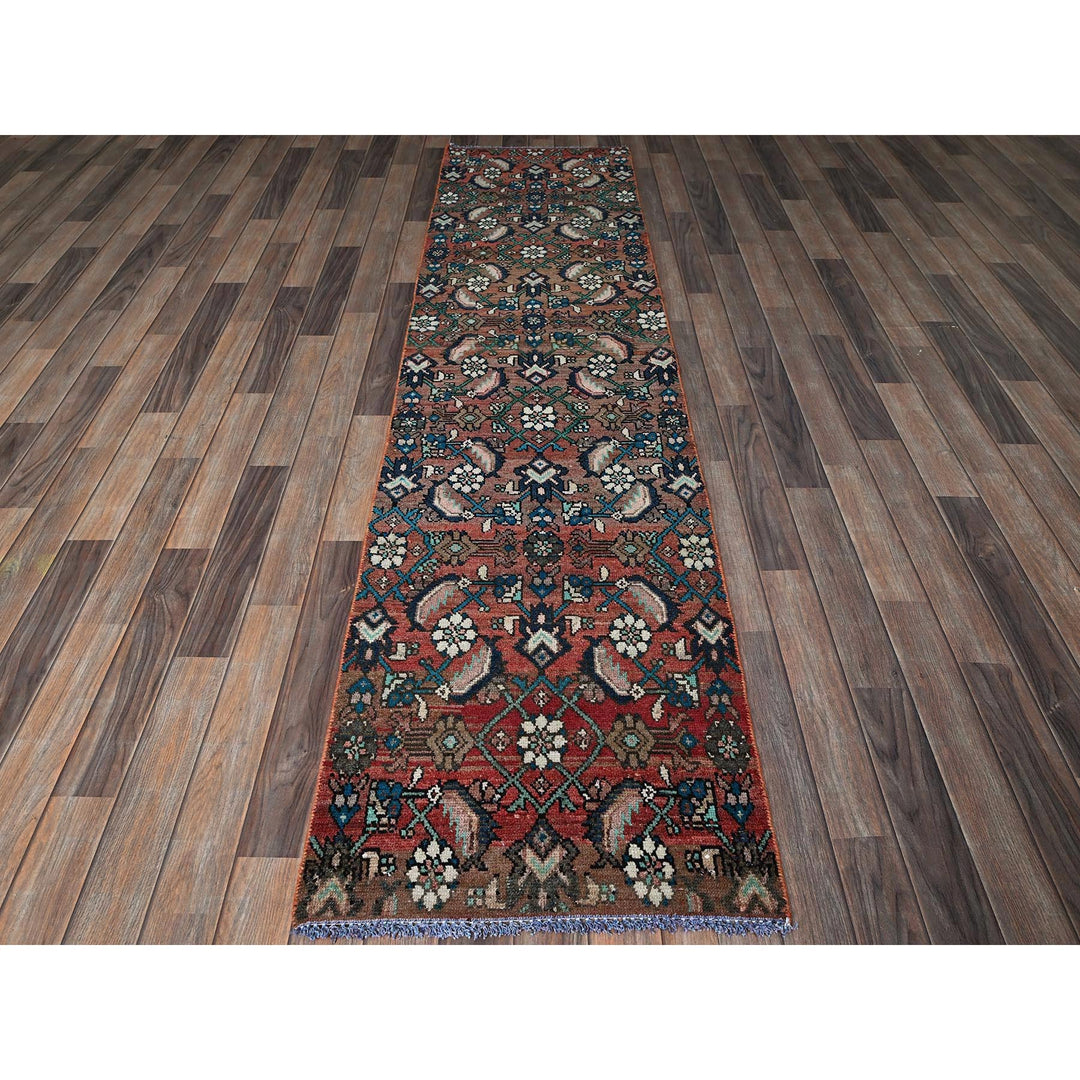 2'2" x 8'7" Vintage Hand Knotted Red Wool Runner Oriental Rug - MOA102827