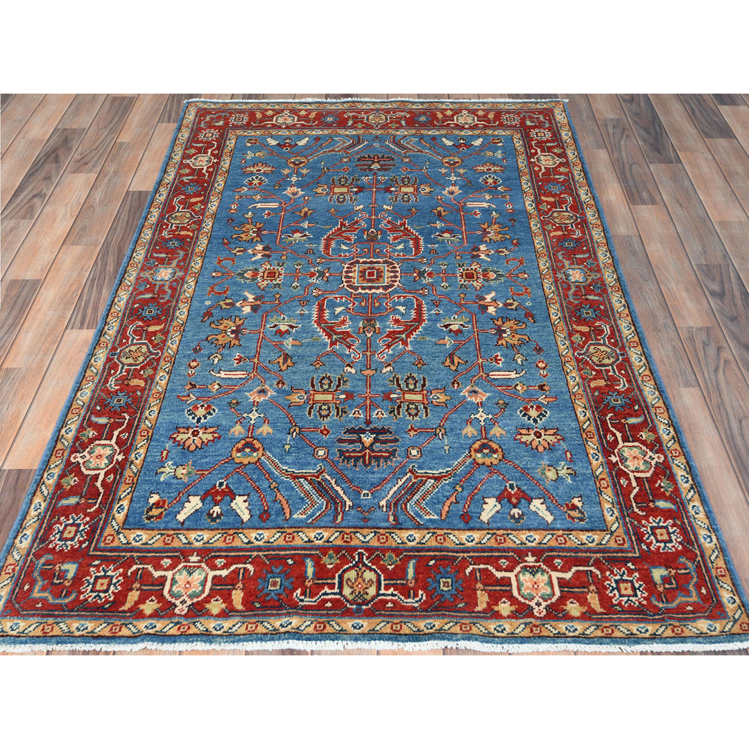 3'10" x 6'1" New Hand Knotted Blue Wool Rectangle Oriental Rug - MOA10282827