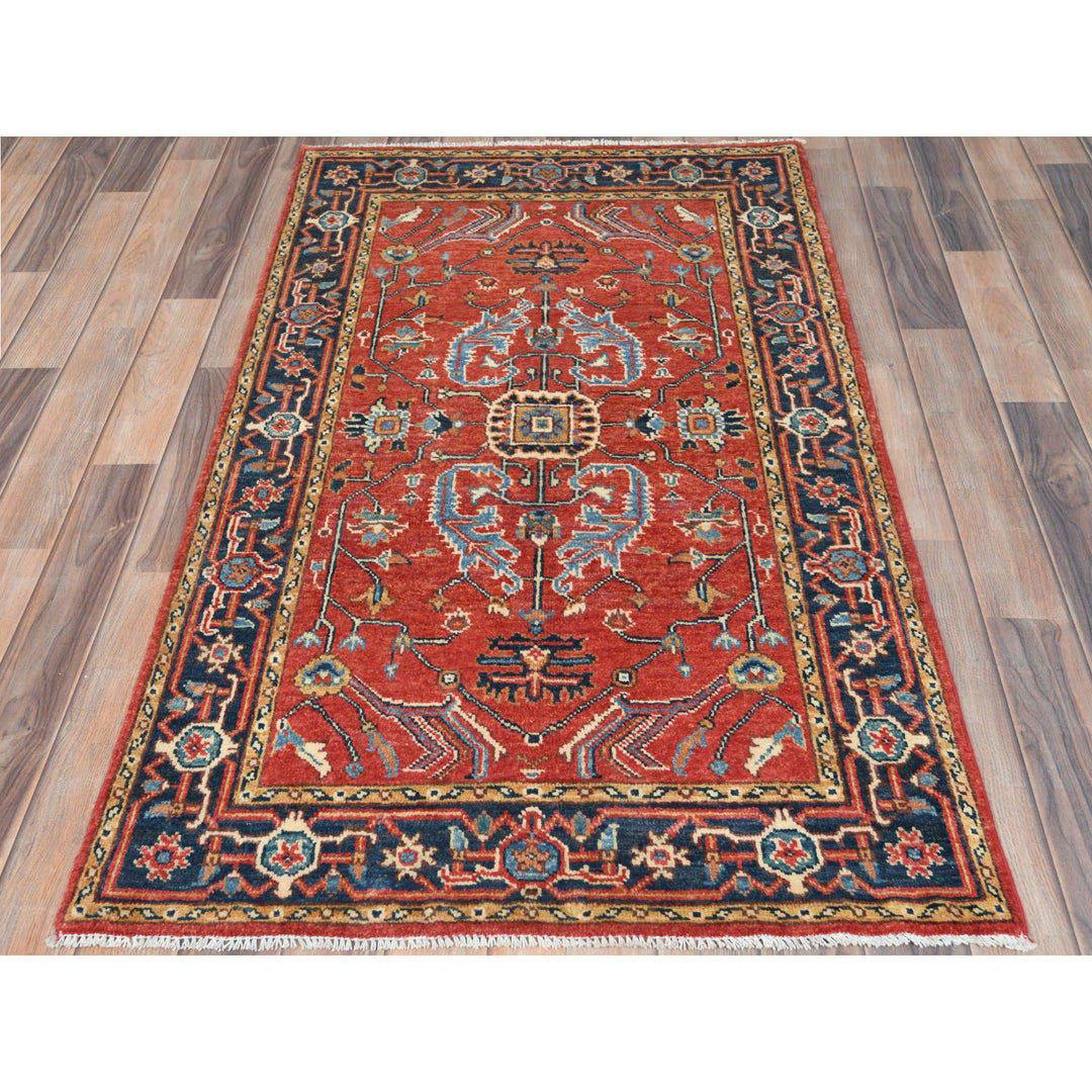 3'0" x 5'0" New Hand Knotted Red Wool Rectangle Oriental Rug - MOA10282843