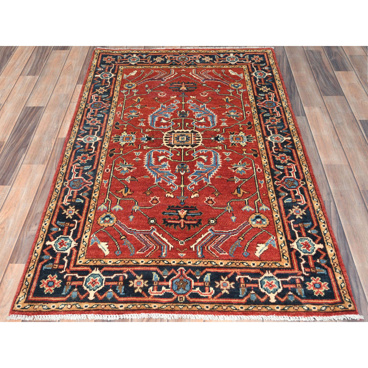 3'1" x 4'9" New Hand Knotted Red Wool Rectangle Oriental Rug - MOA10282844