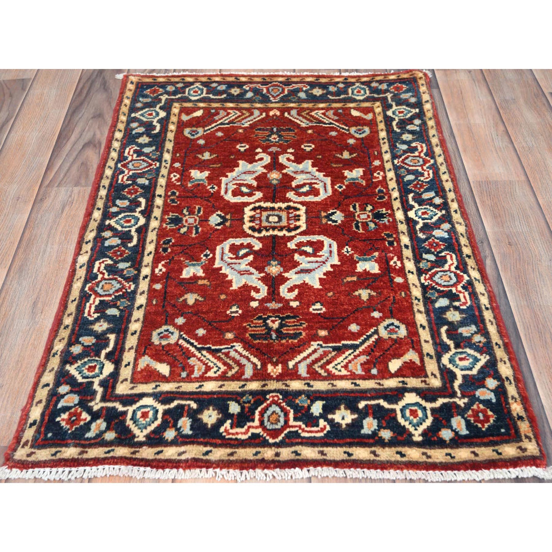 2'0" x 2'10" New Hand Knotted Red Cotton Rectangle Oriental Rug - MOA10282860