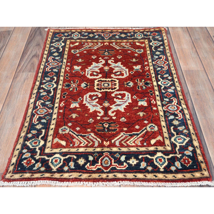 2'0" x 2'10" New Hand Knotted Red Cotton Rectangle Oriental Rug - MOA10282860