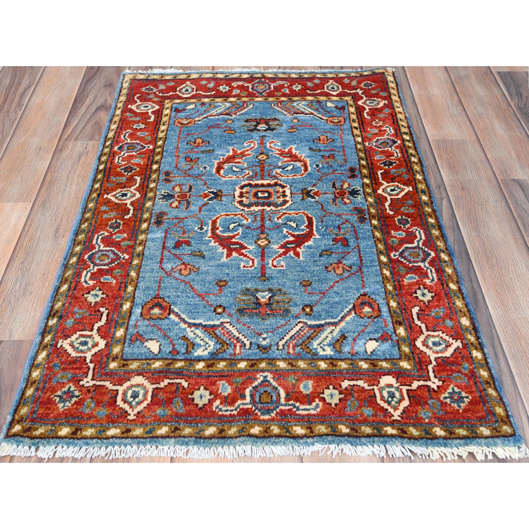 2'0" x 3'0" New Hand Knotted Blue Cotton Rectangle Oriental Rug - MOA10282869