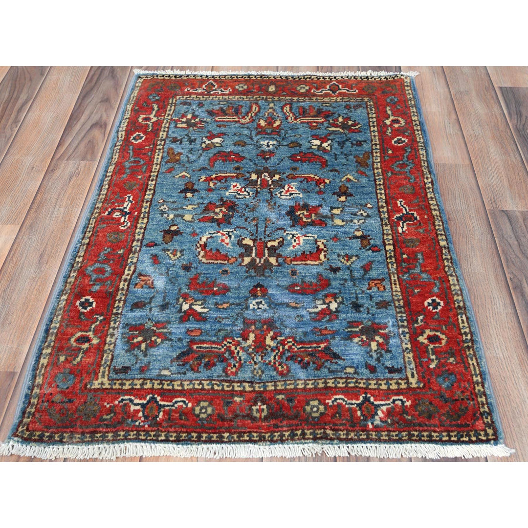 2'1" x 2'10" New Hand Knotted Blue Cotton Rectangle Oriental Rug - MOA10282870