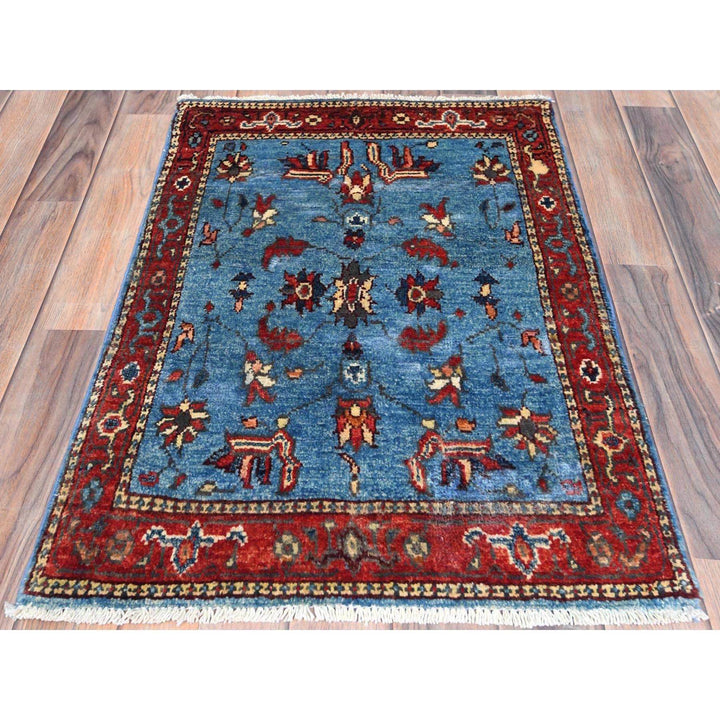 2'1" x 2'10" New Hand Knotted Blue Cotton Rectangle Oriental Rug - MOA10282871