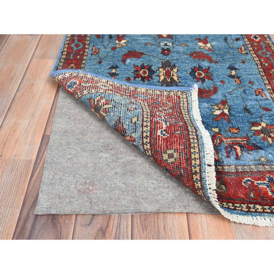 2'1" x 2'10" New Hand Knotted Blue Wool Rectangle Oriental Rug - MOA10282871