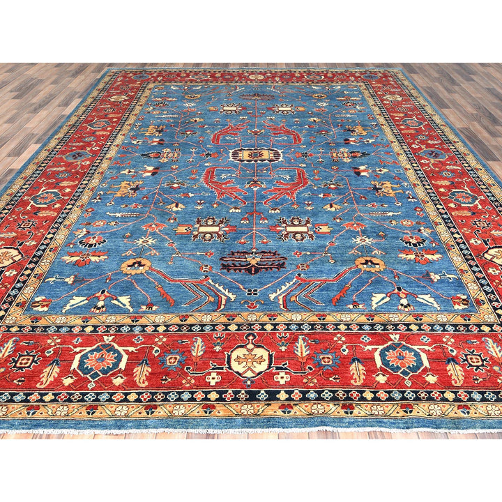 9'10" x 13'6" New Hand Knotted Blue Wool Rectangle Oriental Rug - MOA10282879