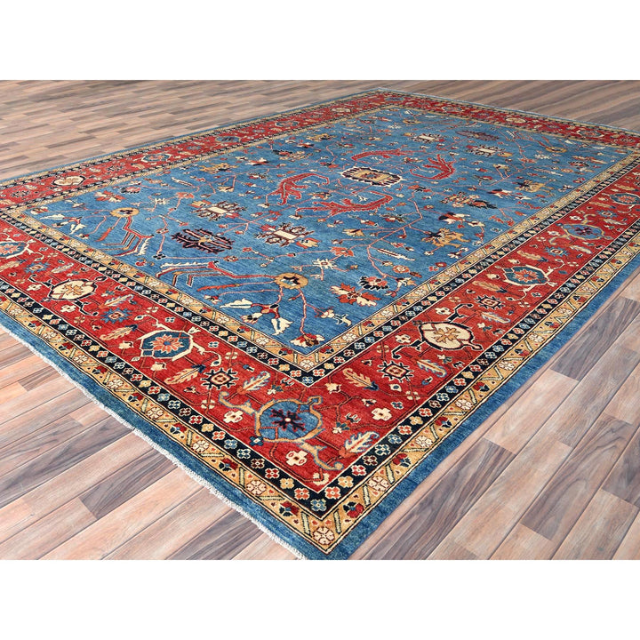 9'10" x 13'6" New Hand Knotted Blue Wool Rectangle Oriental Rug - MOA10282879