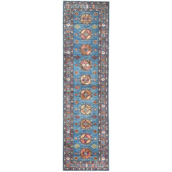 2'7" x 9'9" New Hand Knotted Blue Wool Runner Oriental Rug - MOA10282893