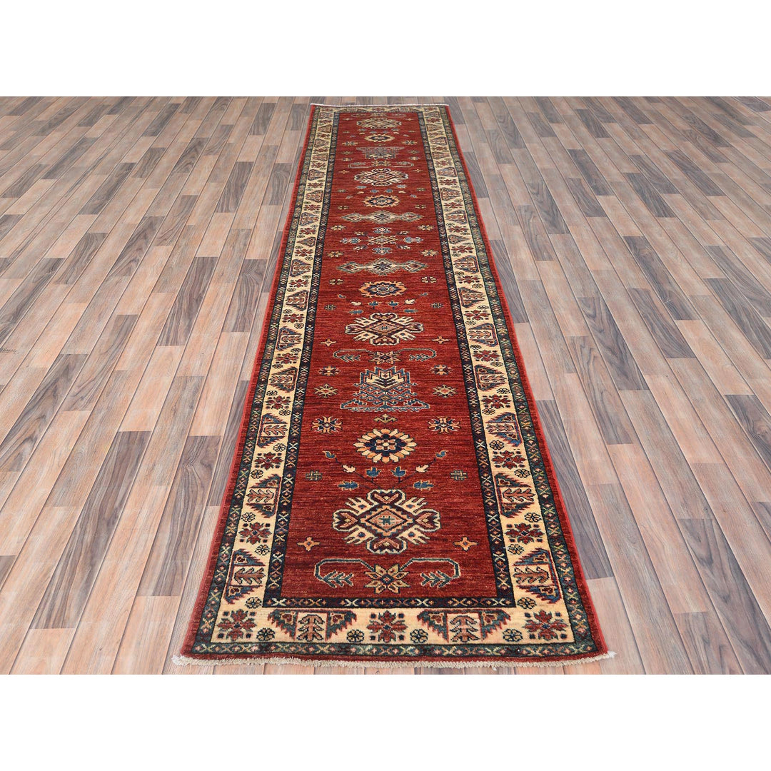 2'9" x 11'6" New Hand Knotted Red Wool Runner Oriental Rug - MOA10282901