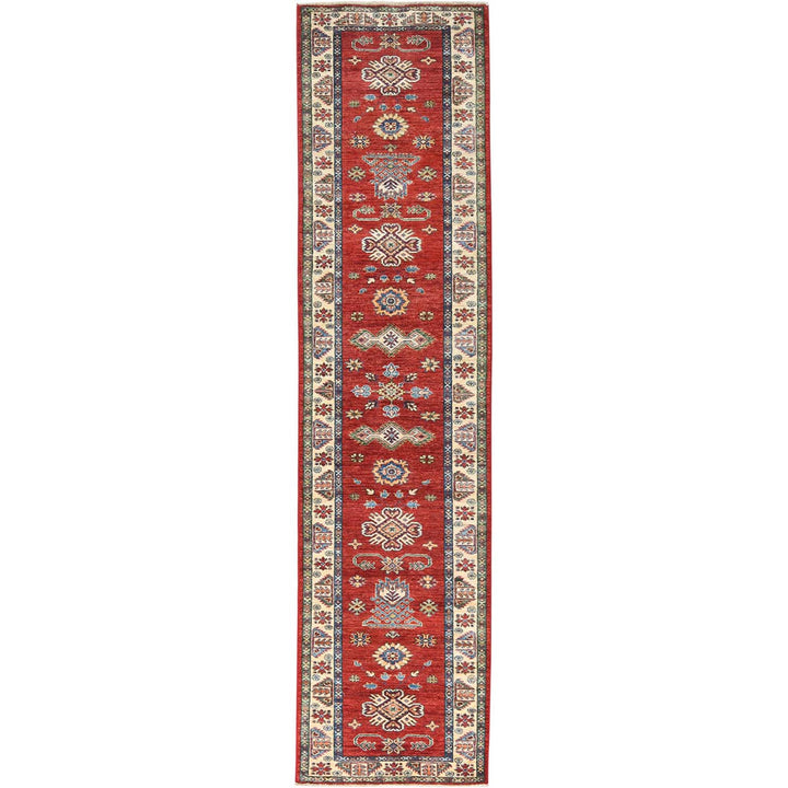 2'10" x 11'7" New Hand Knotted Red Wool Runner Oriental Rug - MOA10282905