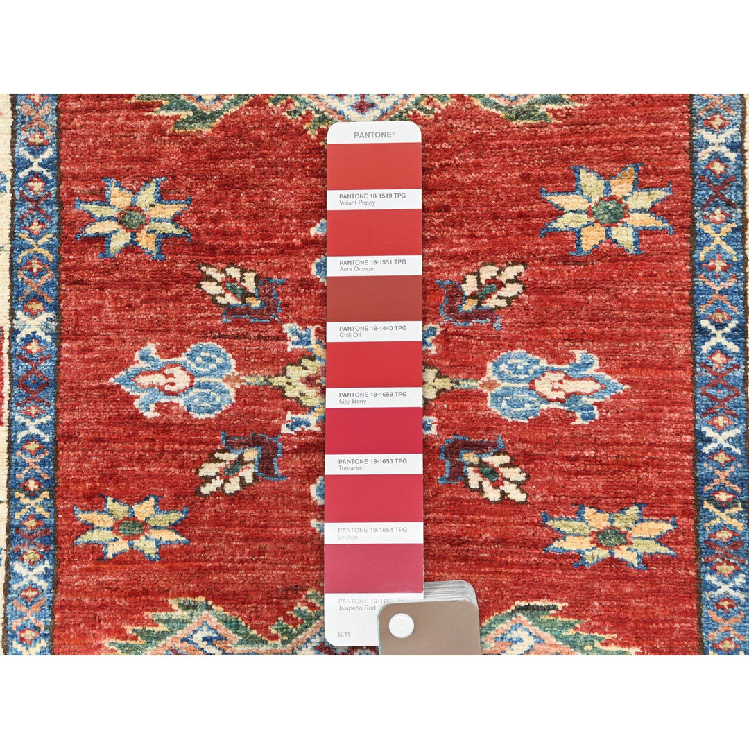 2'10" x 11'7" New Hand Knotted Red Wool Runner Oriental Rug - MOA10282905