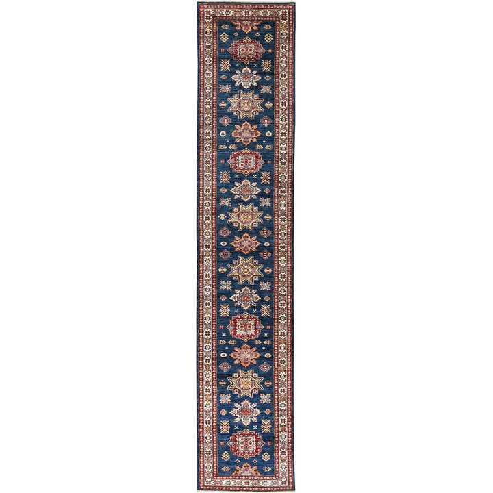 2'9" x 13'9" New Hand Knotted Blue Cotton Runner Oriental Rug - MOA10282909