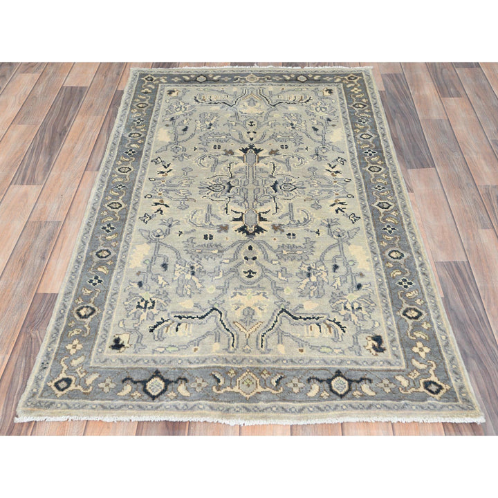 2'10" x 4'10" New Hand Knotted Grey Wool Rectangle Oriental Rug - MOA10282918