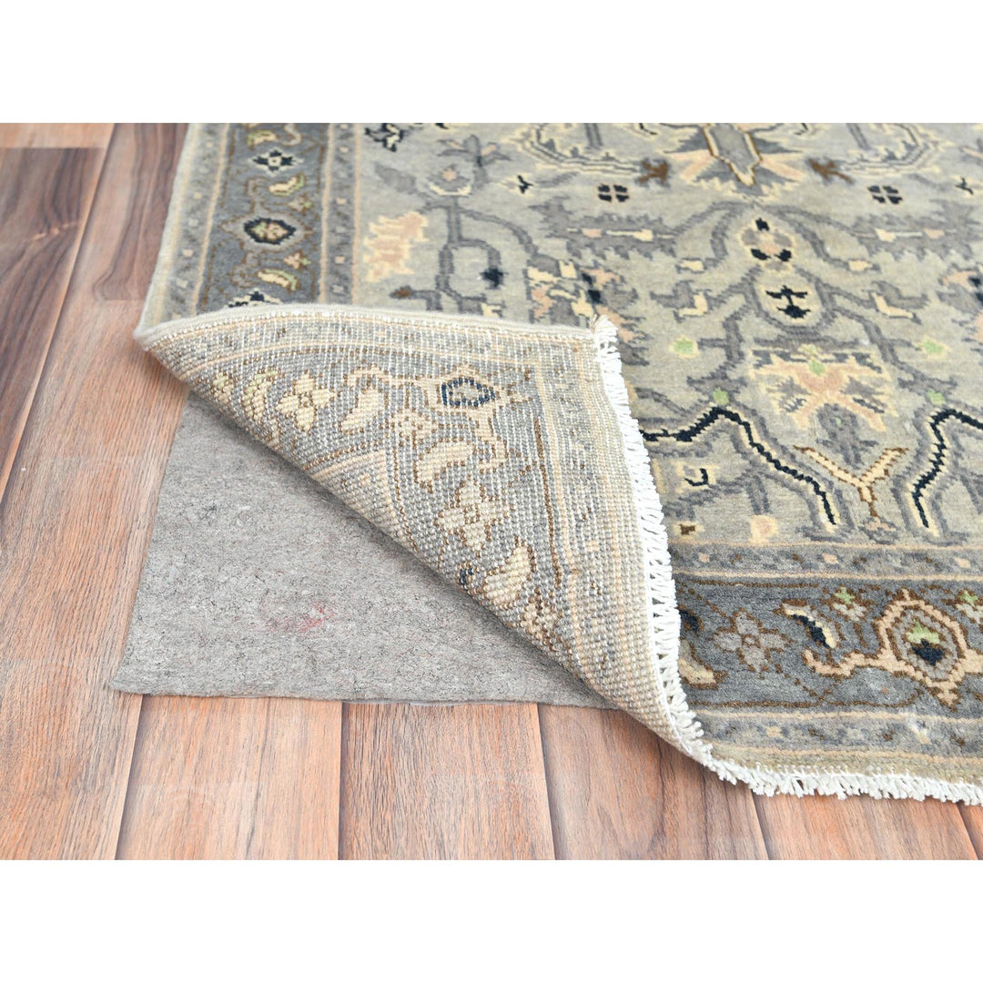 2'10" x 4'10" New Hand Knotted Grey Wool Rectangle Oriental Rug - MOA10282919