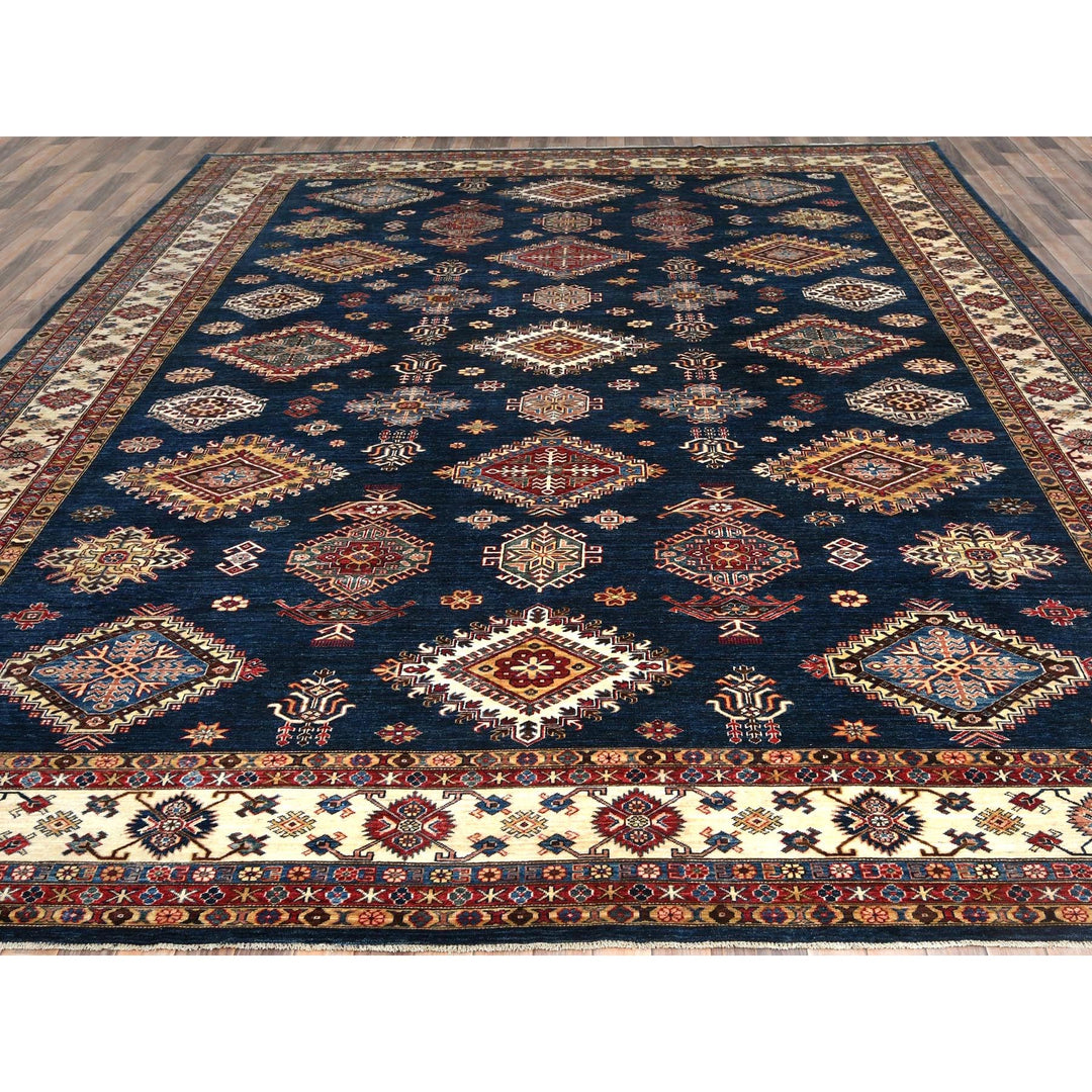 12'0" x 15'9" New Hand Knotted Blue Wool Rectangle Oriental Rug - MOA10282926