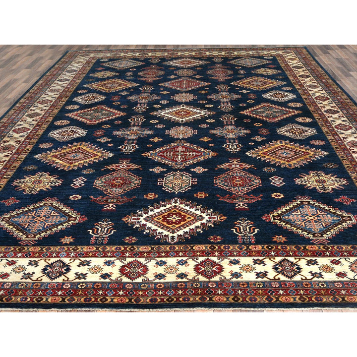 12'0" x 15'9" New Hand Knotted Blue Wool Rectangle Oriental Rug - MOA10282926