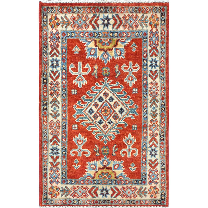 2'0" x 3'0" New Hand Knotted Red Cotton Rectangle Oriental Rug - MOA10282944