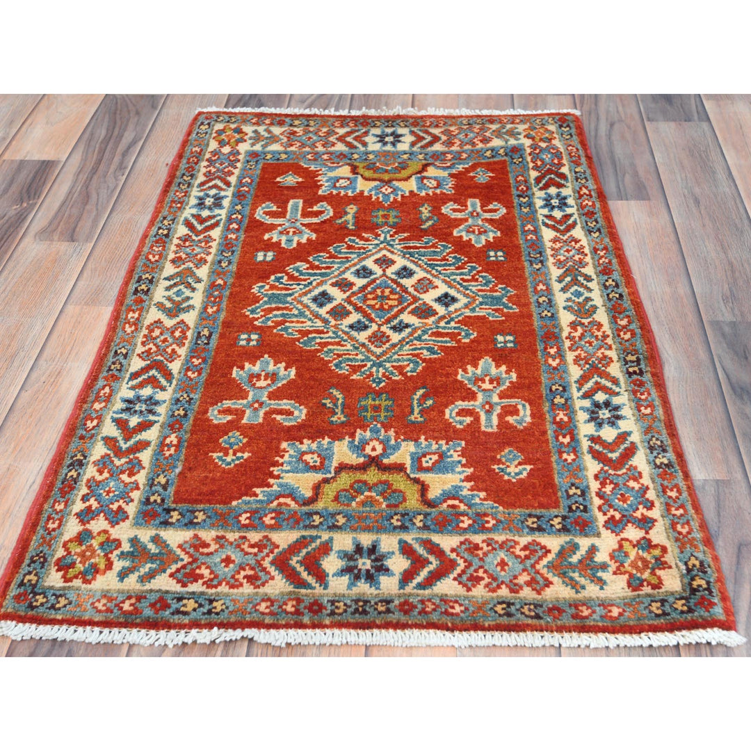 2'0" x 3'0" New Hand Knotted Red Cotton Rectangle Oriental Rug - MOA10282944