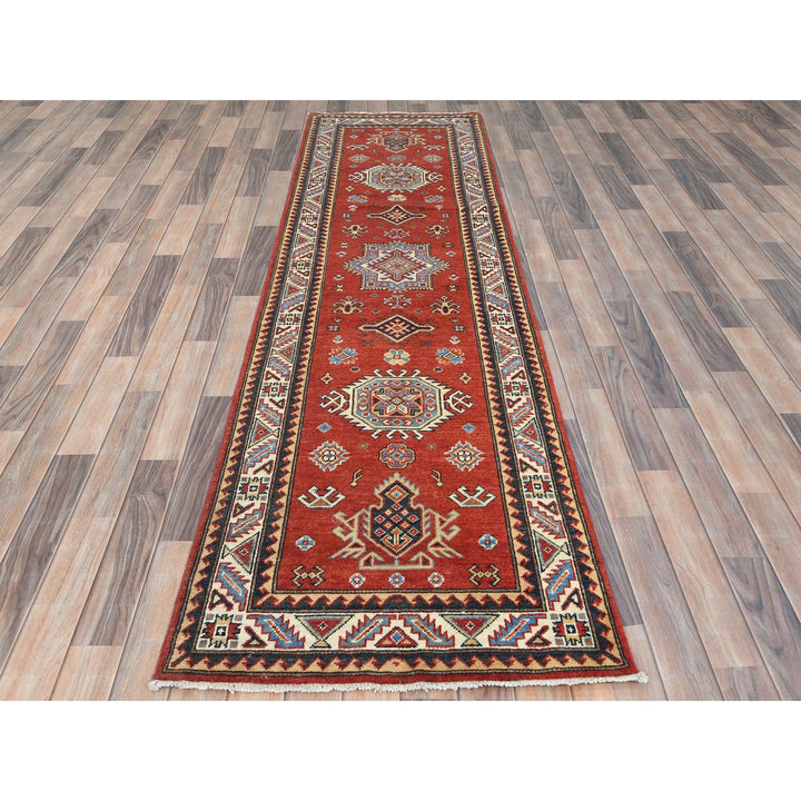 2'8" x 9'8" New Hand Knotted Red Wool Runner Oriental Rug - MOA10282948