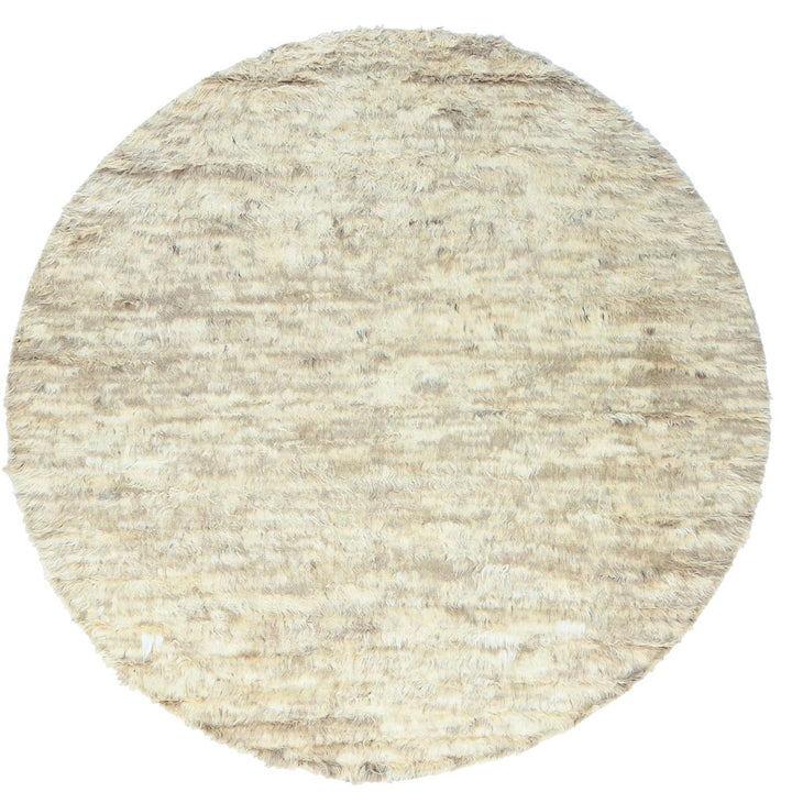 9'10" x 10'0" New Hand Knotted Ivory Wool Round Oriental Rug - MOA10282985